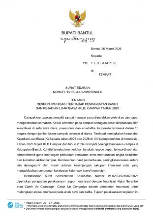 KLB Campak Tahun 2026 Utama